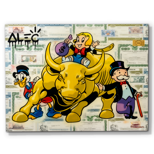 $ Team Wall St. Monopoly on Top Yellow Bull