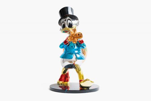 Mini Scrooge Holding $ Bag Blue